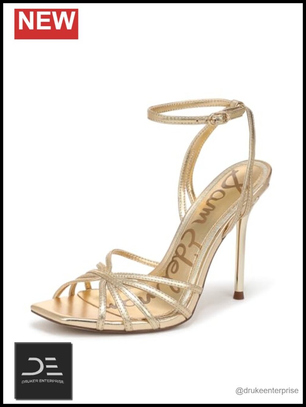 Sam Edelman Lili Heeled Sandals Strappy Stiletto 4" Leather Ankle Strap